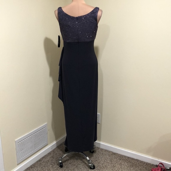 NWT Alex Evenings Maxi Dress Size 6P Smoke Slate Gray Gown - Picture 5 of 10